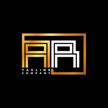 AR Logo harfli monogram şekil çizgisi altın vektör şablonu. İş monogram şirketi