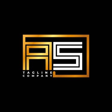 AS harfli monogram şekil çizgisi altın vektör şablonu. İş monogram şirketi