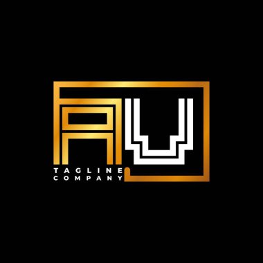 AV logo harfi monogram şekil çizgisi altın vektör şablonu. İş monogram şirketi