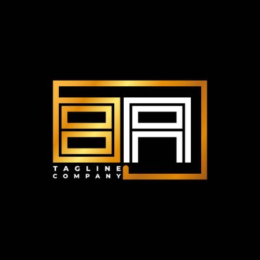 BA logo harfli monogram şekil çizgisi altın vektör şablonu. İş monogram şirketi