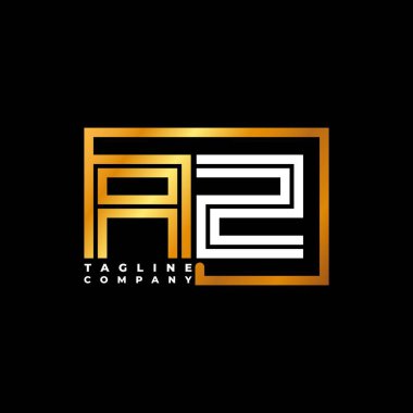 AZ Logo harfi monogram şekil çizgisi altın vektör şablonu. İş monogram şirketi