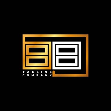 BB Logo harfi monogram şekil çizgisi altın vektör şablonu. İş monogram şirketi