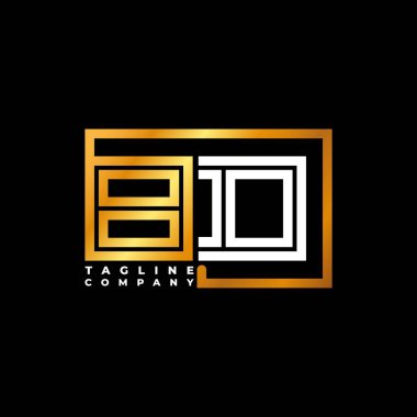 BD Logo harfi monogram şekil çizgisi altın vektör şablonu. İş monogram şirketi