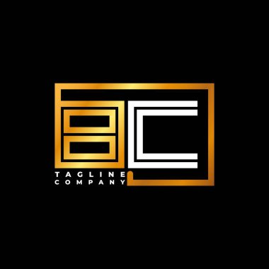 BC Logo harfi monogram şekil çizgisi altın vektör şablonu. İş monogram şirketi