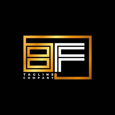 BF Logo harfi monogram şekil çizgisi altın vektör şablonu. İş monogram şirketi