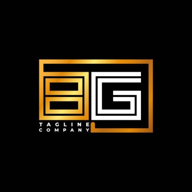 BG Logo harfi monogram şekil çizgisi altın vektör şablonu. İş monogram şirketi
