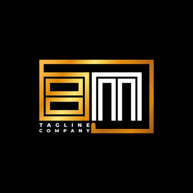BM Logo harfli monogram şekil çizgisi altın vektör şablonu. İş monogram şirketi