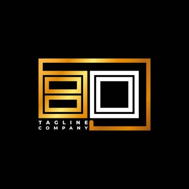 BO Logo harfi monogram şekil çizgisi altın vektör şablonu. İş monogram şirketi