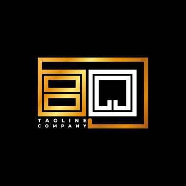 BQ Logo harfli monogram şekil çizgisi altın vektör şablonu. İş monogram şirketi