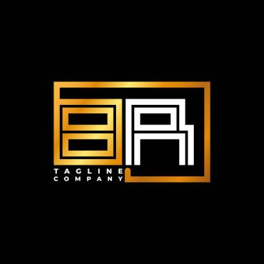 BR Logo harfli monogram şekil çizgisi altın vektör şablonu. İş monogram şirketi
