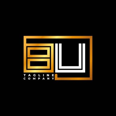 BU Logo harfli monogram şekil çizgisi altın vektör şablonu. İş monogram şirketi