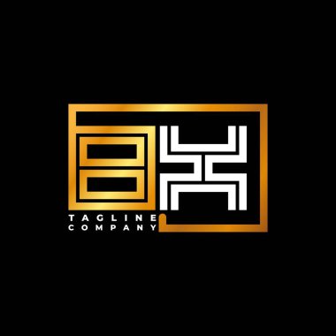 BX Logo harfli monogram şekil çizgisi altın vektör şablonu. İş monogram şirketi