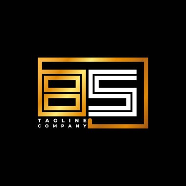 BS Logo harfi monogram şekil çizgisi altın vektör şablonu. İş monogram şirketi