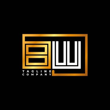 BW Logo harfi monogram şekil çizgisi altın vektör şablonu. İş monogram şirketi