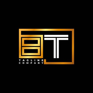 BT Logo harfi monogram şekil çizgisi altın vektör şablonu. İş monogram şirketi