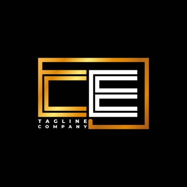 CE logo harfli monogram şekil çizgisi altın vektör şablonu. İş monogram şirketi