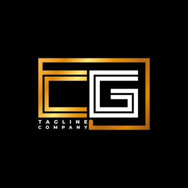 CG Logo harfi monogram şekil çizgisi altın vektör şablonu. İş monogram şirketi