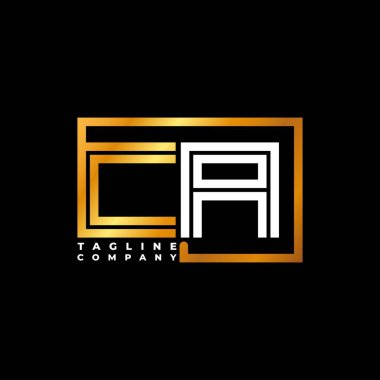 CA logo harfli monogram şekil çizgisi altın vektör şablonu. İş monogram şirketi