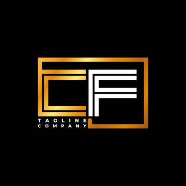 CF Logo harfi monogram şekil çizgisi altın vektör şablonu. İş monogram şirketi