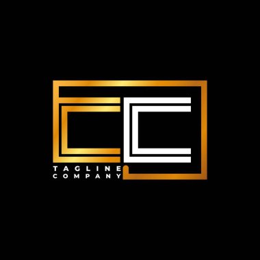 CC Logo harfi monogram şekil çizgisi altın vektör şablonu. İş monogram şirketi