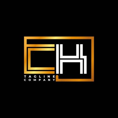 CK Logo harfli monogram şekil çizgisi altın vektör şablonu. İş monogram şirketi