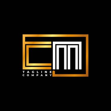 CM Logo harfi monogram şekil çizgisi altın vektör şablonu. İş monogram şirketi