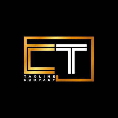 CT logo harfi monogram şekil çizgisi altın vektör şablonu. İş monogram şirketi