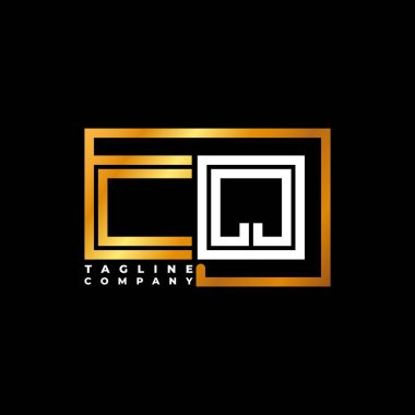 CQ Logo harfi monogram şekil çizgisi altın vektör şablonu. İş monogram şirketi
