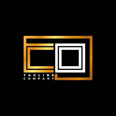 Kargo logosu harfleri monogram şekil çizgisi altın vektör şablonu. İş monogram şirketi