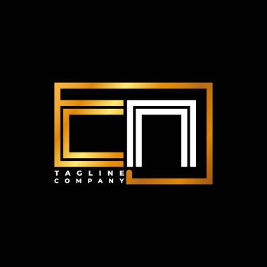 CN Logo harfli monogram şekil çizgisi altın vektör şablonu. İş monogram şirketi