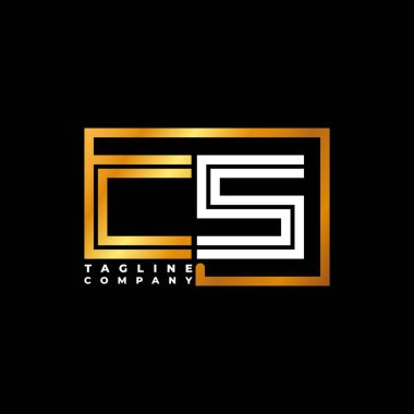 CS Logo harfi monogram şekil çizgisi altın vektör şablonu. İş monogram şirketi