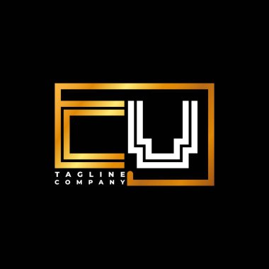 CV logo harfi monogram şekil çizgisi altın vektör şablonu. İş monogram şirketi