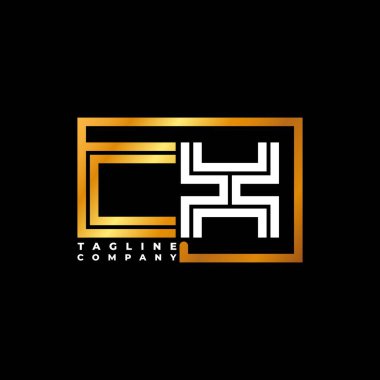 CX Logo harfi monogram şekil çizgisi altın vektör şablonu. İş monogram şirketi
