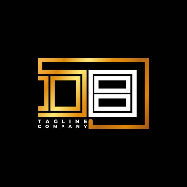 DB Logo harfli monogram şekil çizgisi altın vektör şablonu. İş monogram şirketi