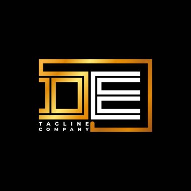 DE Logo harfi monogram şekil çizgisi altın vektör şablonu. İş monogram şirketi