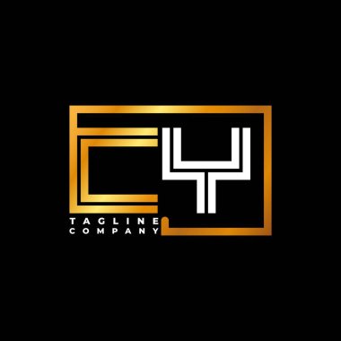 CY Logo harfi monogram şekil çizgisi altın vektör şablonu. İş monogram şirketi