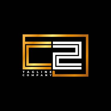 CZ Logo harfi monogram şekil çizgisi altın vektör şablonu. İş monogram şirketi