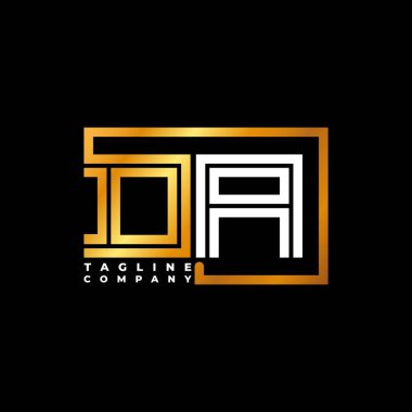 DA Logo harfi monogram şekil çizgisi altın vektör şablonu. İş monogram şirketi