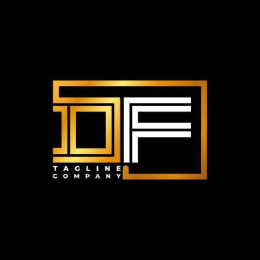 DF Logo harfi monogram şekil çizgisi altın vektör şablonu. İş monogram şirketi