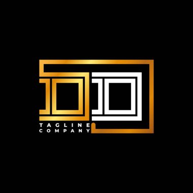 DD Logo harfi monogram şekil çizgisi altın vektör şablonu. İş monogram şirketi