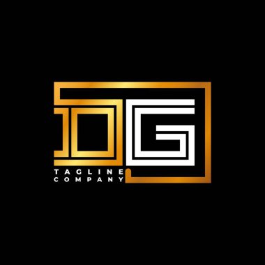 DG Logo harfi monogram şekil çizgisi altın vektör şablonu. İş monogram şirketi