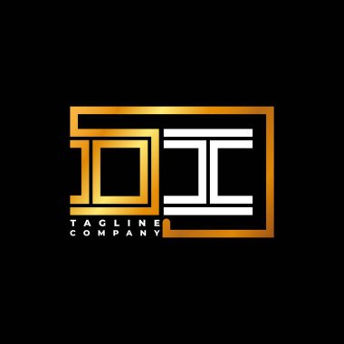 DI Logo harfi monogram şekil çizgisi altın vektör şablonu. İş monogram şirketi