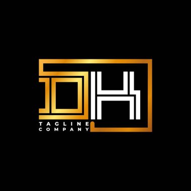 DK Logo harfli monogram şekil çizgisi altın vektör şablonu. İş monogram şirketi