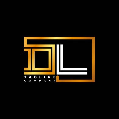 DL Logo harfli monogram şekil çizgisi altın vektör şablonu. İş monogram şirketi