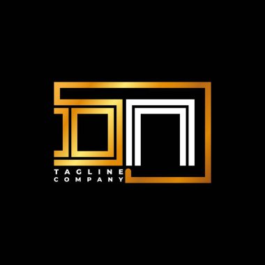 DN Logo harfli monogram şekil çizgisi altın vektör şablonu. İş monogram şirketi