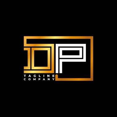 DP Logo harfi monogram şekil çizgisi altın vektör şablonu. İş monogram şirketi