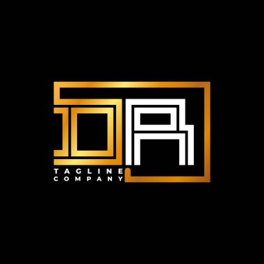 DR Logo harfli monogram şekil çizgisi altın vektör şablonu. İş monogram şirketi