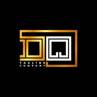 DQ Logo harfi monogram şekil çizgisi altın vektör şablonu. İş monogram şirketi
