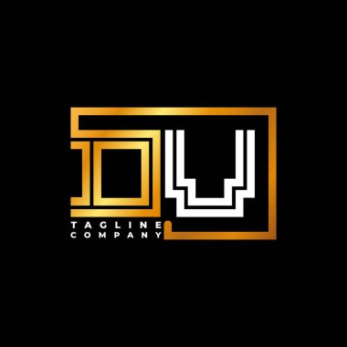 DV logo harfi monogram şekil çizgisi altın vektör şablonu. İş monogram şirketi