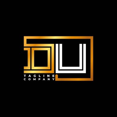 DU Logo harfi monogram şekil çizgisi altın vektör şablonu. İş monogram şirketi